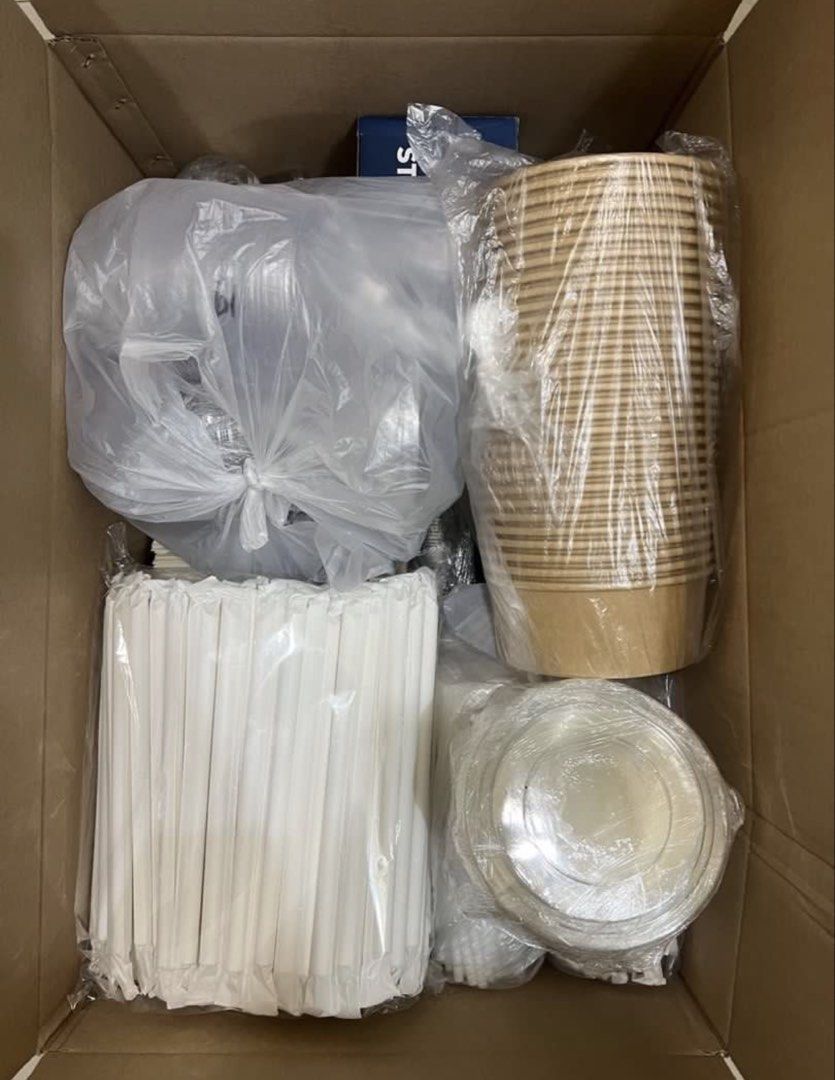 Cafe Startup Supplies Bundle Cups Straws Syrups (Category: Water Bottles & Tumblers) located in Famy. Submitted by shopjeanne (Listing ID 1465279939, Image 2). Description: - All-in-one startup bundle for cafe, milk tea, coffee, or dessert businesses - Includes Dabba cups, Y cups, and salad bowls with various matching lids - Complete with boba straws, coffee straws, stirrers, and wooden sporks - Comes with single plastic bags for customer takeout