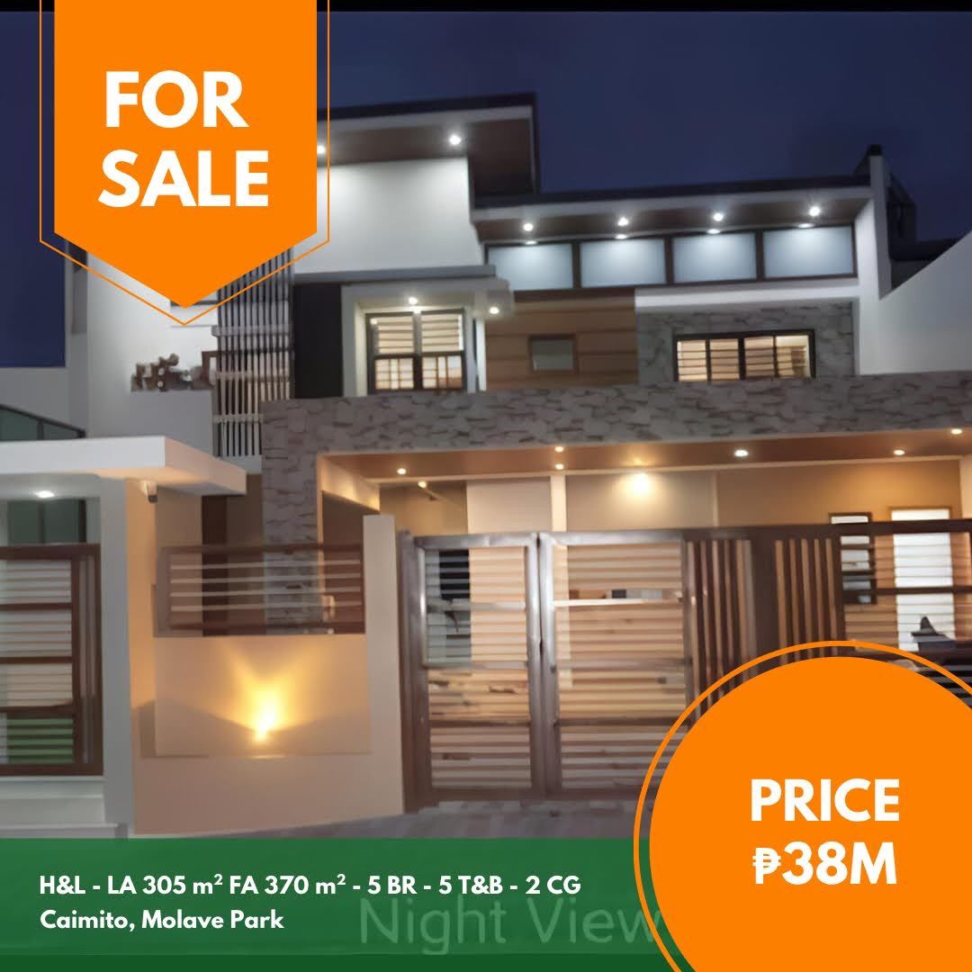Caimito, Molave Park house and lot (Category: House & Lot) located in Quezon City. Submitted by jmpgutierrez (Listing ID 1465177895, Image 1). Description: For sale: Caimito, Molave Park house and lot Merville, Parañaque City Lot area: 305 sqm Floor area: 370 sqm Residential House and lot 2-storey 5 BR 5 T&B Maid’s and driver’s quarters with own T&B Patio 2-car garage Direct to seller Asking price: PHP 38,000,000 https://www.pgr.com.ph/residentia