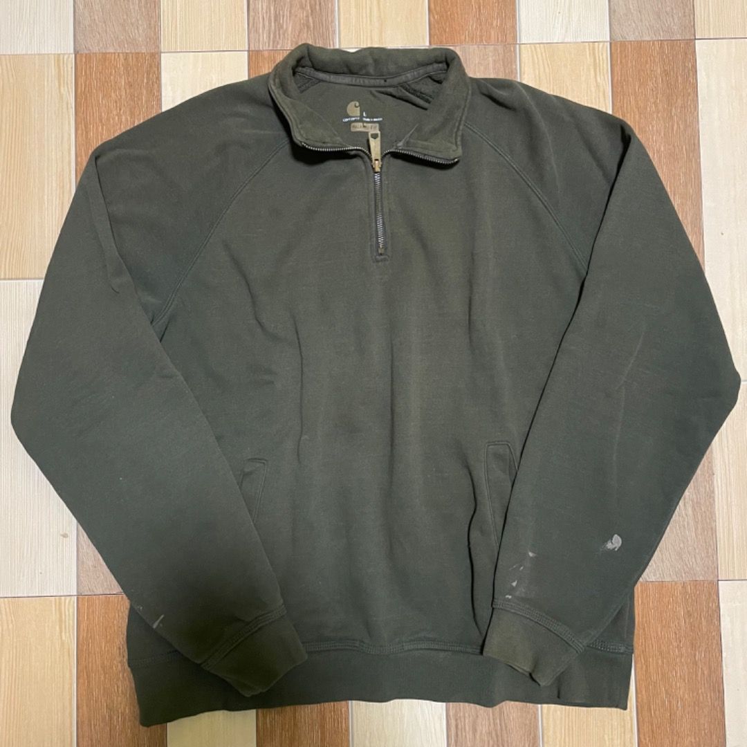 Carhartt midweight quarter-zip sweatshirt (Category: Coats, Jackets and Outerwear) located in Tacloban City. Submitted by revive_fits (Listing ID 1465232435, Image 1). Description: THRIFTED ITEM (OFF/LEGIT).