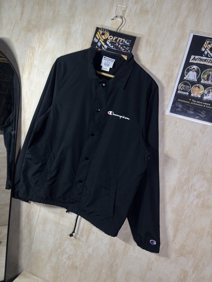 CHAMPION COACH’S JACKET (Category: Coats, Jackets and Outerwear) located in Cabuyao City. Submitted by pormanation-thrift-store (Listing ID 1465192316, Image 2). Description: CHAMPION COACH’S JACKET Condition: LIKE NEW Color rate: 10/10 (PWEDE SA MASELAN) Size: SMALL Dimes: 22”Wx27”L Issue: NONE❌ Price: 1500.