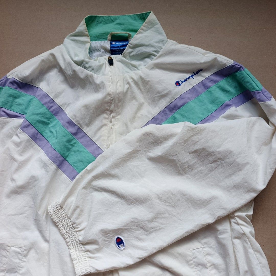 Champion Light Windbreaker Turquoise (Category: Coats, Jackets and Outerwear) located in Bulacan. Submitted by kanyewestlover0x (Listing ID 1465272516, Image 3). Description: Large Very good condition Signs of usage but no holes or cracks need wash as well.