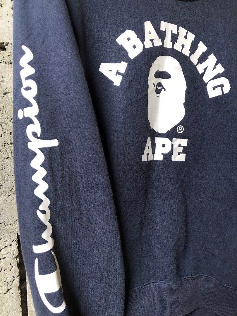 Champion X Bathing ape collaboration (Category: Coats, Jackets and Outerwear) located in Caloocan City. Submitted by papi_chulo199x (Listing ID 1465212244, Image 3). Description: Champion X bathing ape medium on tag 26x21 condition 9 color rate 9 No issue.