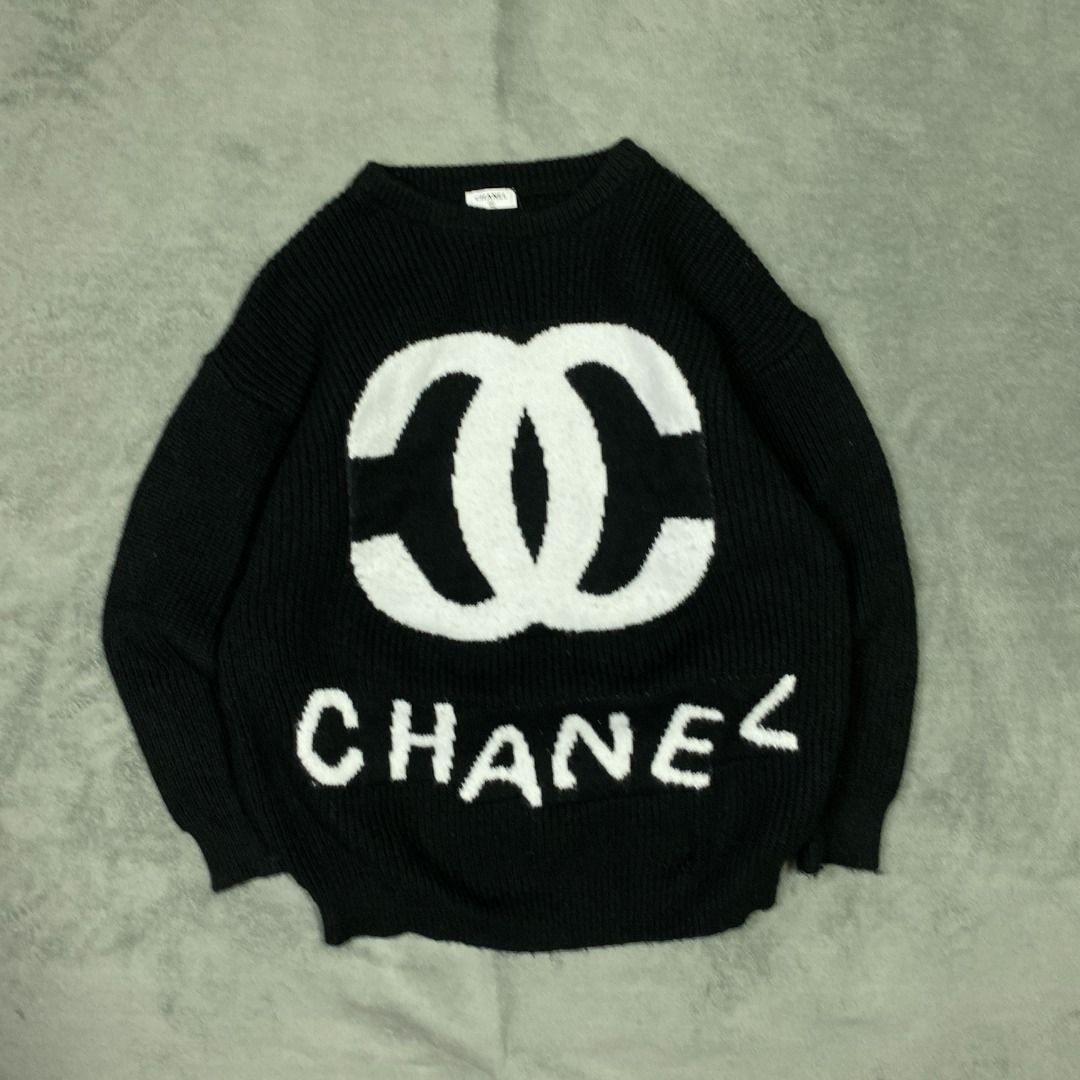 Chanel Knitted Crewneck (Category: Hoodies) located in Imus. Submitted by lsthriftsaig (Listing ID 1465253333, Image 1). Description: Chanel Knitted Crewneck 1 Size tag: None (Fits L) Length: 28 Width: 23 Issue(s): None Condition: 10/10.