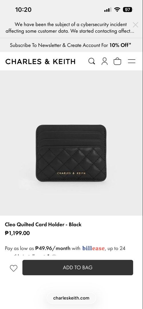 charles and keith wallet/ cardholder (Category: Wallets & Card holders) located in Batangas. Submitted by realbratz (Listing ID 1465329697, Image 2). Description: NEGO IF SURE BUYER AND U PAY FOR SF OR MEET UP IF AROUND LIPA.