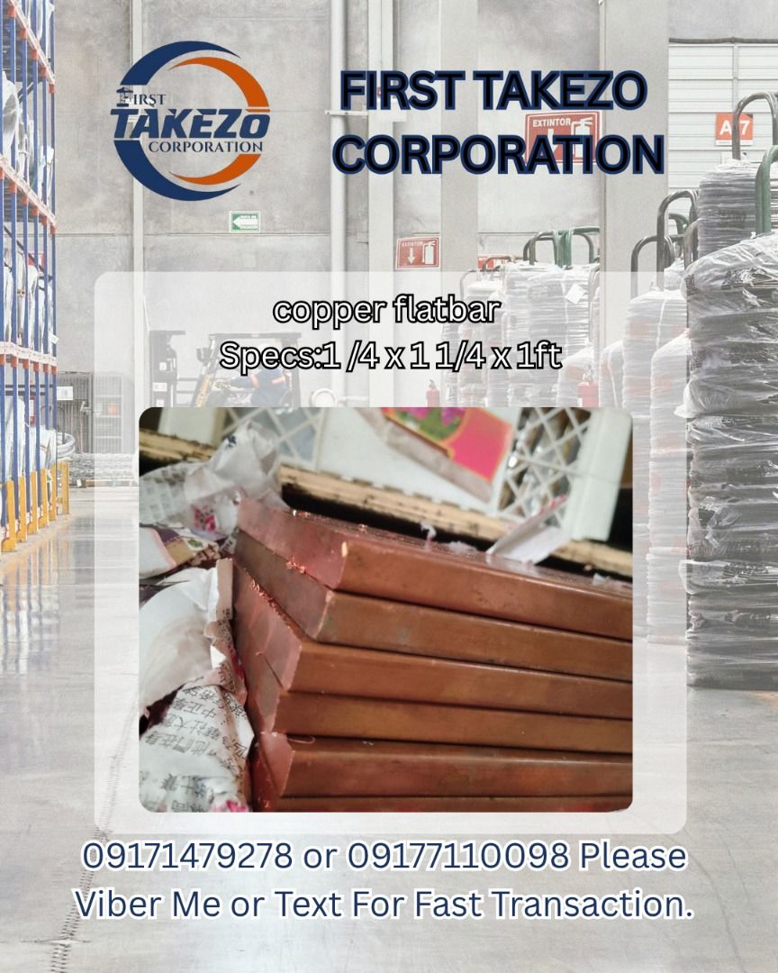 copper flatbar Specs.1 /4x11/4x1ft (Category: Everything Else Others) located in Manila. Submitted by joeyroque09 (Listing ID 1465174169, Image 1). Description: copper flatbar Specs.1 /4x11/4x1ft.