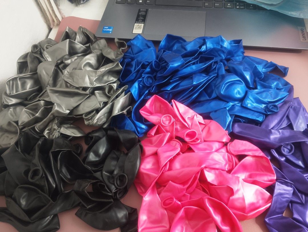 Decorations Party Balloons TAKE ALL (Category: Occasions & Party Supplies) located in Muntinlupa City. Submitted by rie.nav (Listing ID 1465240598, Image 2). Description: 🎈 NEGOTIABLE — Balloons & Party Decorations RFS: Hindi na ginagamit, nabuksan lang yung balloons. 🎈 10-inch Balloons Red — 36 pcs Rose Gold — 71 pcs Purple — 15 pcs Grey — 44 pcs Blue — 50 pcs Pink — 22 pcs 🎈 5-inch Latex Balloons Red, White & Purple — assorted ✅ Fuchsia — 10
