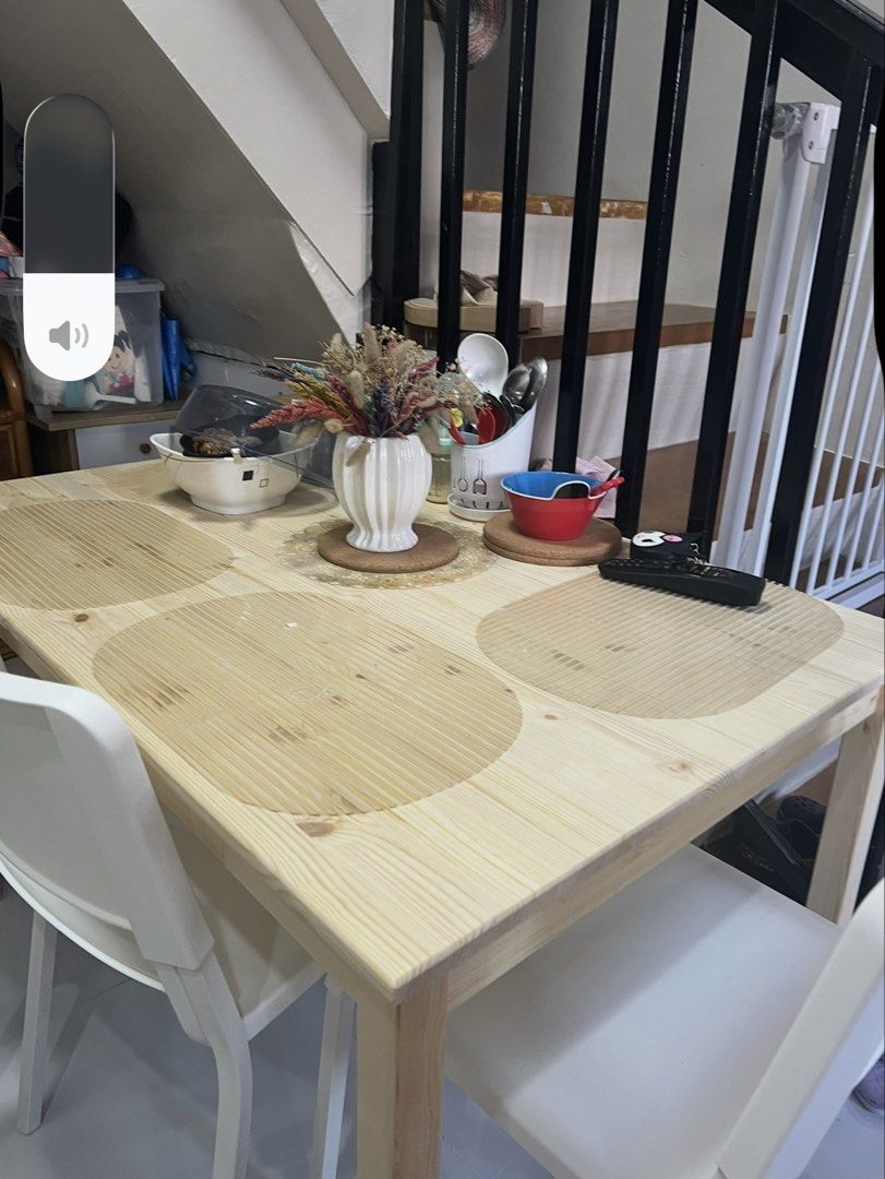 Dining table with 3 chairs only (Category: Tables & Sets) located in Quezon City. Submitted by mid20 (Listing ID 1465208333, Image 1). Description: Ikea brand Qc area No flaws.