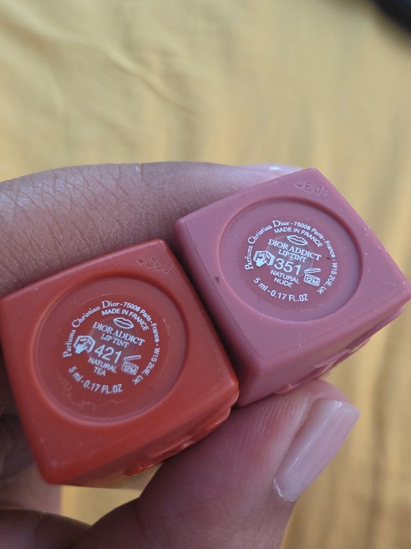 Dior Addict Lip Tattoo sold per pc. (Category: Makeup) located in Taguig. Submitted by jubeiqiao03 (Listing ID 1465210996, Image 2). Description: - Authentic Dior Addict Lip Tints -natural tea and natural nude sold EACH PER PIECE 1299 - Shades: Muted pink and bright red - Design: Matte body with raised Dior lettering and signature silver cap with rounded ball end - Condition: Brand new / excellent - Perfect for gifting or adding to your makeup co