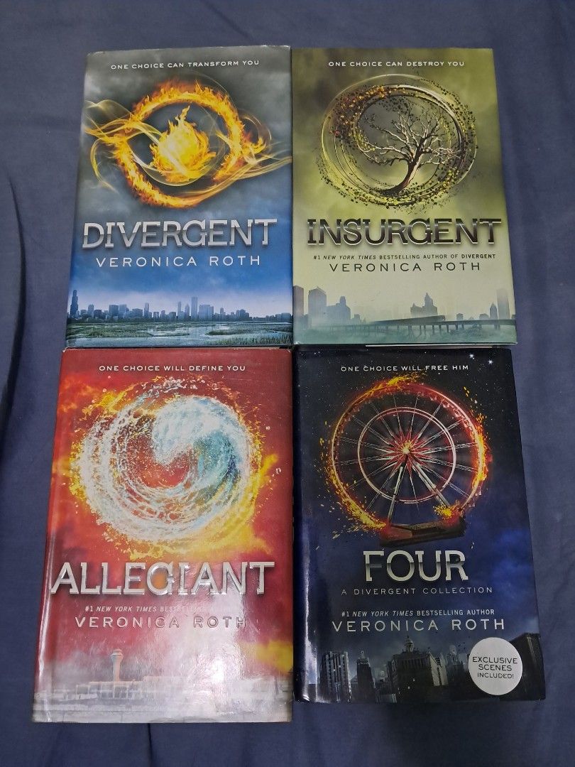Divergent Series Book Hardcover Set (Category: Storybooks) located in Davao. Submitted by erulinar (Listing ID 1465338942, Image 1). Description: Divergent Series Hardcover Set (4 books) by Veronica Roth AS SET ONLY Price: ₱ 1400 (Slight negotiate if sure buyer) Divergent series hardcover set with dust jackets: Divergent Insurgent Allegiant Four: A Divergent Collection Condition notes: Dust jackets are intact, with minor shelf wear and light crea