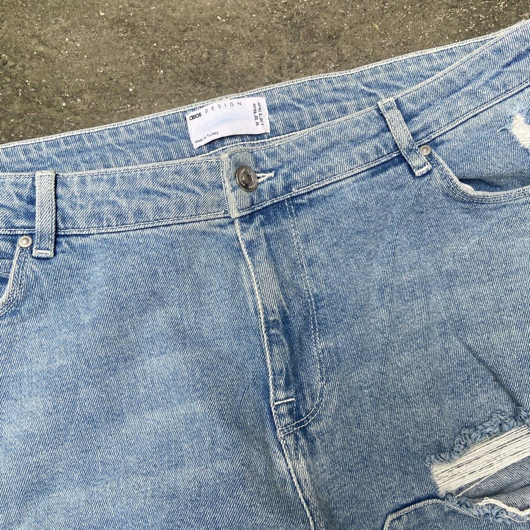 Double Knee Distressed Asos Design Denim Pants (Category: Jeans) located in Angeles City. Submitted by eriellynnthrifts (Listing ID 1465342675, Image 2). Description: 38 W 40 L 7 Leg Opening Distressed . See photos for details 450 Angeles City Pampanga.