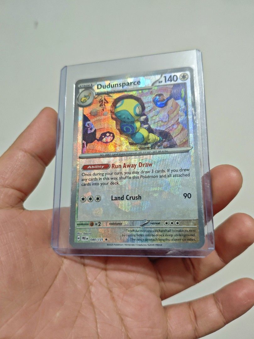 Dudunsparce 080/131 Rare (Category: Raw Singles) located in Mandaluyong City. Submitted by fuwafuwaku09 (Listing ID 1465282830, Image 1). Description: For sale! Dudunsparce Master Ball Holo - 1.2k (slightly negotiable for sure buyer) - light whites on the left - 24hrs to settle after invoice - No joydibbing - You may ask for more pics - No rush shipping Delivery: (Scheduled) - Lalamove - LBC 📍Mandaluyong .