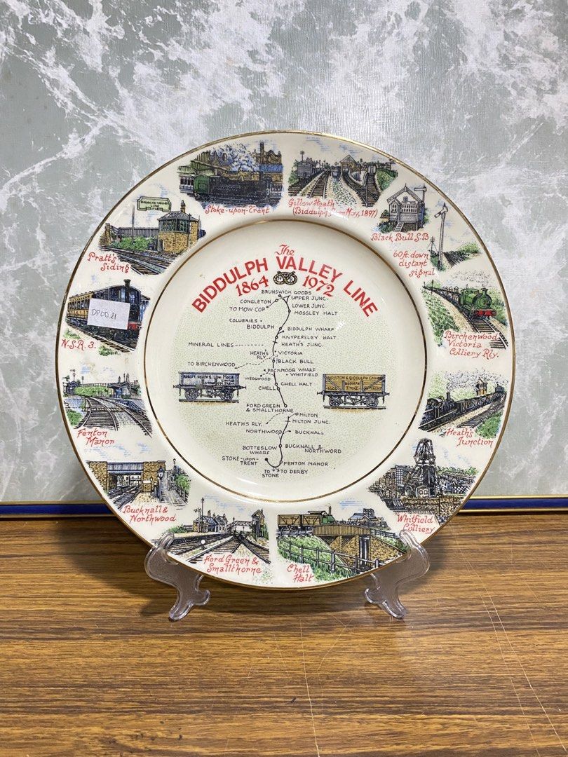 Edwardian Fine China Biddulph Collectors Plate (Category: Dinnerware & Cutlery) located in Calamba. Submitted by chebvintagedepot (Listing ID 1465281021, Image 1). Description: [B29-06] This commemorative ceramic collector plate “The Biddulph Valley Line 1864–1972”” was produced by Edwardian Fine China. It features historical details of the former North Staffordshire Railway branch line in England. A suitable piece for collectors of railway memor