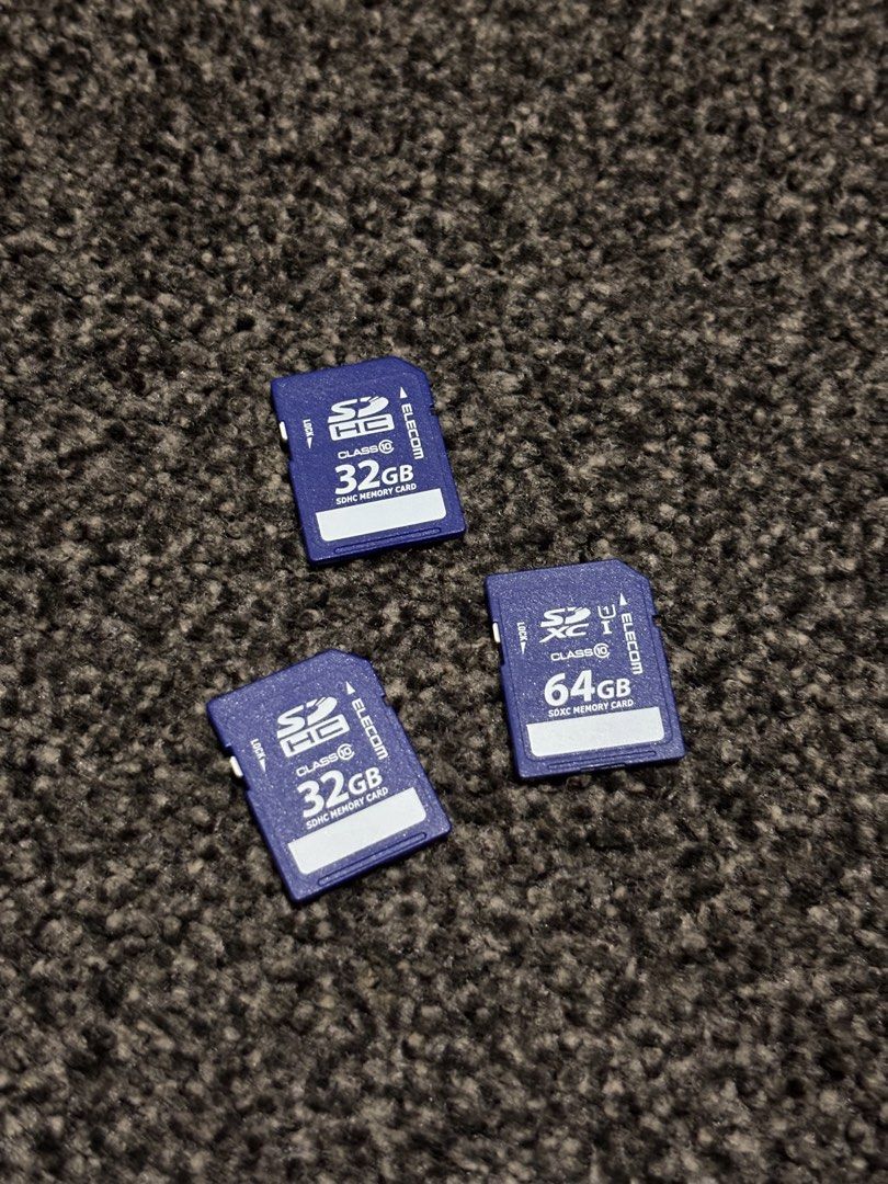 ELECOM SD Cards (64Gb) (Category: Other Photography Accessories) located in Bulacan. Submitted by thriftstarph (Listing ID 1465343940, Image 3). Description: PLEASE READ THE DESCRIPTION BELOW‼️ SD CARDS From: Japan Working 7PCS ELECOM 16GB, 32GB, 64GB (Blue/Black) 3PCS Transcend Rainbow 16GB 2K SHIPPED.