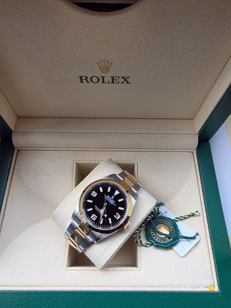 EXPLORER 36 YELLOWGOLD (Category: Luxury Watches) located in Taguig. Submitted by atlwatchesph (Listing ID 1465374414, Image 1). Description: 🌟 EXPLORER 36 YELLOWGOLD 🌟 MODEL 124273 , 2021 🌟 BLACK LACQUER DIAL , YELLOWGOLD & OYSTER STEEL COMBINATION 🌟 LIKE NEW / COMPLETE SET 🏷 597,000.00 🇵🇭 PHP NEGOTIABLE . (MSRP 904,500) ⌚️ Watch posted is available & in stock 🤝 📲 Posted price Slightly negotiable. For serious inquiries- please message m