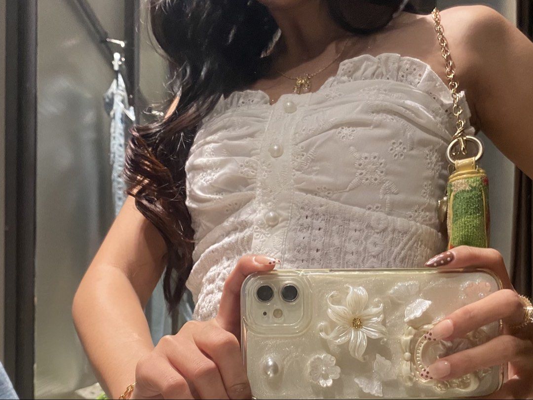 eyelet top | shein (Category: Sleeveless) located in Makati City. Submitted by rweinx (Listing ID 1465269882, Image 1). Description: xs-s used twice no flaws mop: gcash loc: makati chino roces.