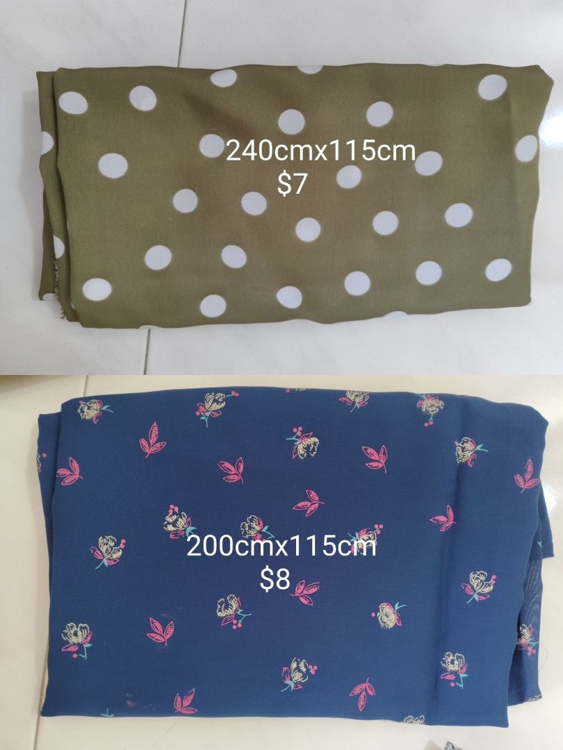 Fabrics (Category: Craft Supplies & Tools) located in Singapore. Submitted by sunrisetoday (Listing ID 1465248721, Image 4). Description: $5 - $12 each piece of fabric .