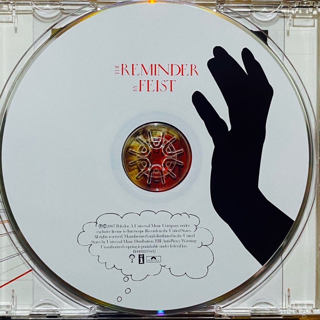 Feist - The Reminder CD Album (Category: CDs & DVDs) located in Taguig. Submitted by znarfscriber (Listing ID 1465232819, Image 3). Description: Feist The Reminder CD Album Made In The USA Cherry Tree/Interscope Records 2007 Cover: EX Media: NM RFS: Decluttering/Need Funds.