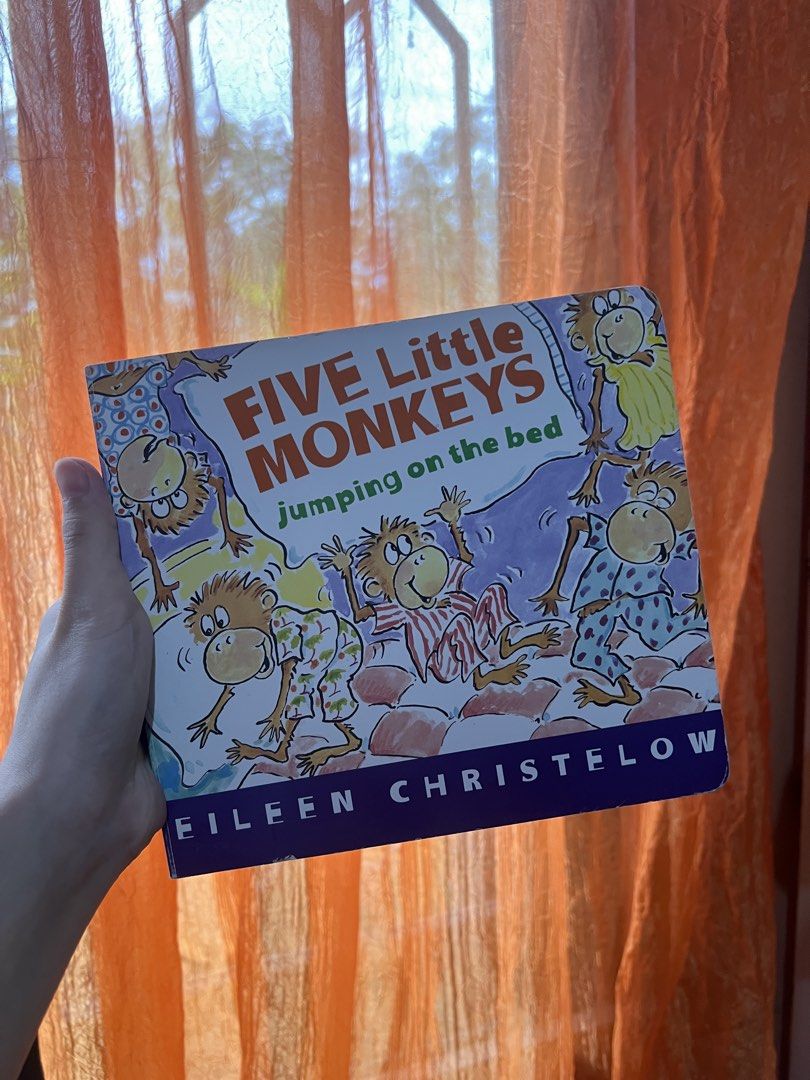 Five Little Monkeys Jumping on the Bed by Eileen Christelow (Category: Children's Books) located in Quezon City. Submitted by joybautista05 (Listing ID 1465253359, Image 1). Description: - Title: Five Little Monkeys Jumping on the Bed - Author/Illustrator: Eileen Christelow - Format: Sturdy board book, perfect for toddlers and young readers - Features: Colorful illustrations on every page - Perfect for: Engaging bedtime read-alouds.