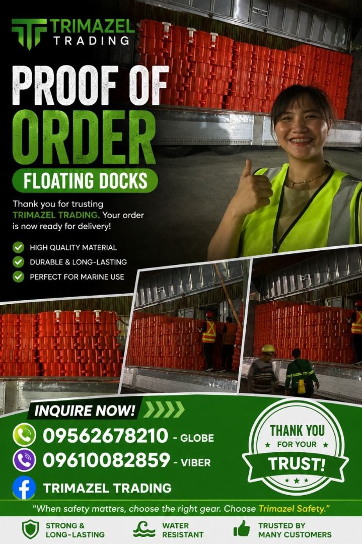 floating docks (Category: Water Sports) located in Quezon City. Submitted by irishbayaban20 (Listing ID 1465189607, Image 1). Description: ✅ Guaranteed lowest price ✅ Quality products ✅ 100% LEGIT TRUSTED SUPPLIER! ✅ With Complete Legal Documents ✅ BIR Registered We Supply All Kinds Of PPE Supplies, Raincoat, Hard Hat, Cooler Box, Plastic Trash Bin, Road Barriers, Kayak Boats, Crystal Kayak, Traffic Cone, T-Bollards & All Kinds Of Safety Shoes. O