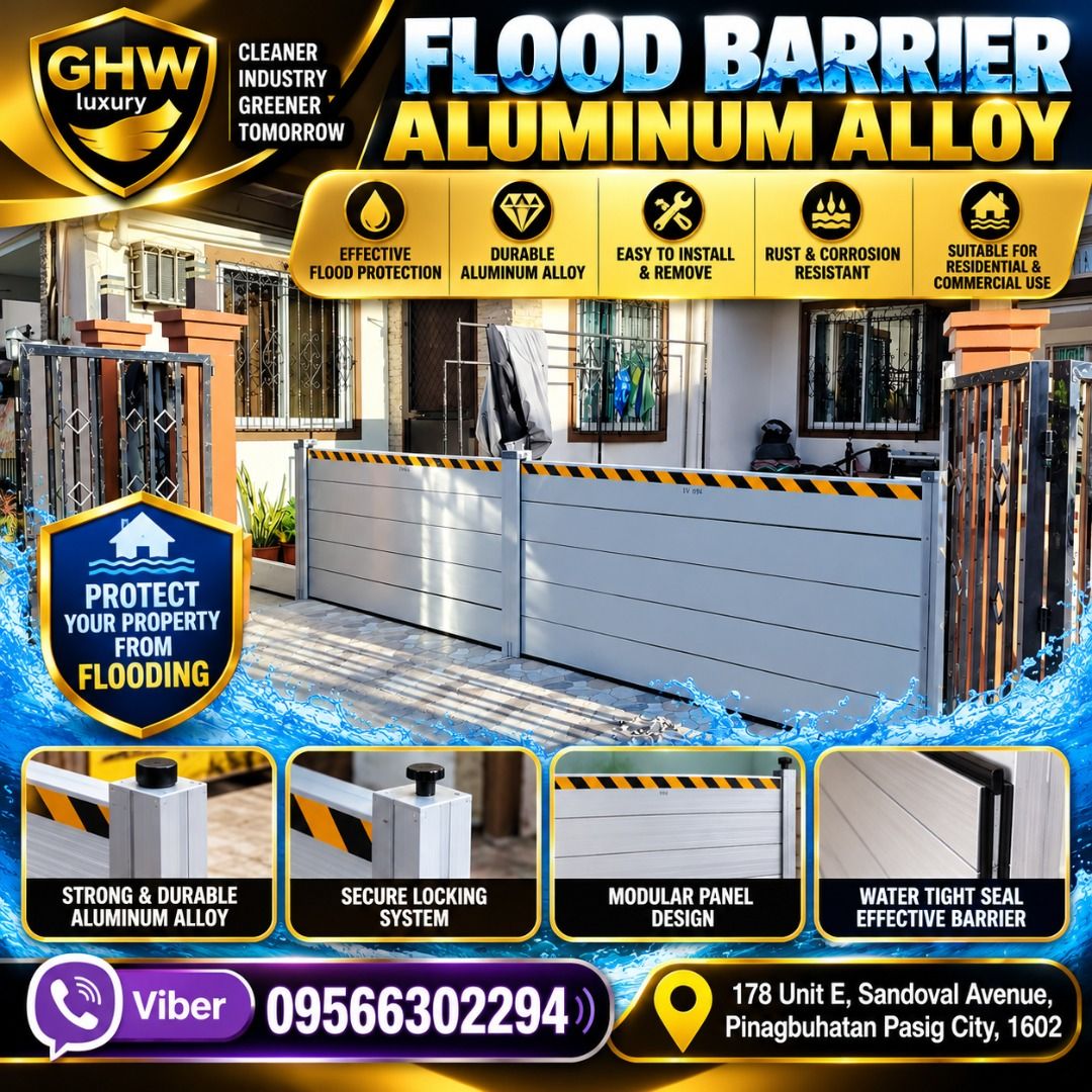 Flood Barrier (Category: Everything Else Others) located in Pasig City. Submitted by ernalyn.22 (Listing ID 1465256303, Image 3). Description: 🏠🌧️ FLOOD BARRIER FOR HOME 🌧️🏠 Protect what matters most with our Reusable Aluminum Flood Barrier System. We deliver Nationawide!! ✅ Strong & durable ✅ Quick installation ✅ Reusable & eco-friendly ✅ Lightweight & easy to store ✅ Customizable size ✅ 100% waterproof ✅ Ideal for front doors, garage doors,