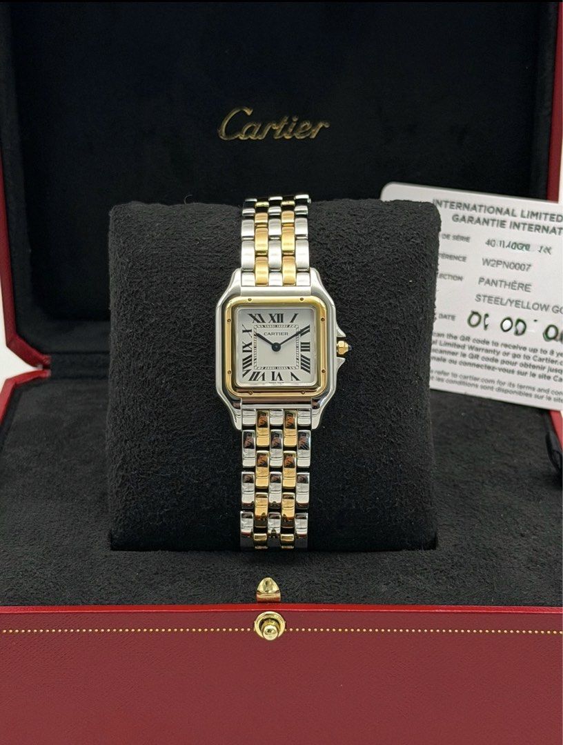 Fullset Cartier Panthere Medium Two Tone Yellow Gold (Category: Luxury Watches) located in Manila. Submitted by timelesseleganceph (Listing ID 1465199258, Image 1). Description: Fullset Cartier Panthere Medium Two Tone Yellow Gold Reference W2PN0007 Size 27mm x 37mm Quartz movement Dated 2022 International Warranty Til 2030 Complete/Fullset - Watch, Box & Warranty Card.