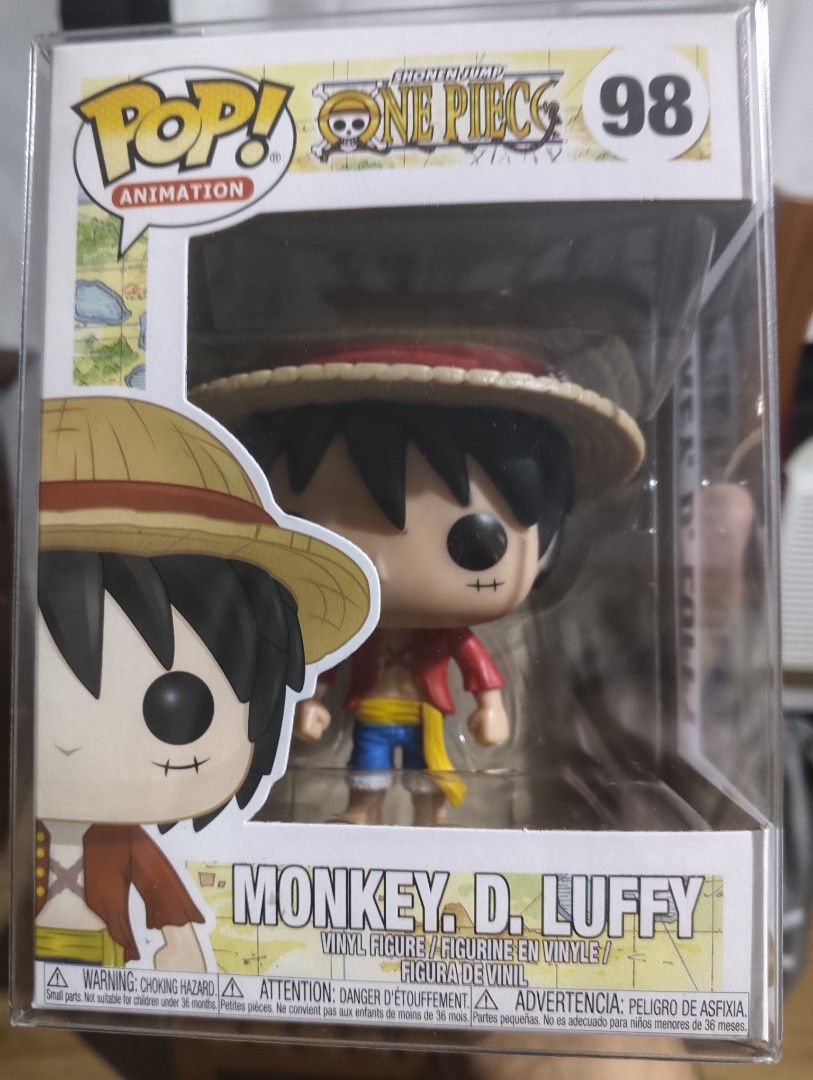 Funko Pop Animation One Piece Monkey D Luffy 98 (Category: Designer & Blind Box Toys) located in Cainta. Submitted by xtiant (Listing ID 1465334264, Image 1). Description: - Character: Monkey D Luffy (One Piece) - Series: Animation #98 - Outfit: Classic straw hat and red vest - Protection: Includes a free clear plastic case - Condition: Brand new in box, well-maintained 2019 release.