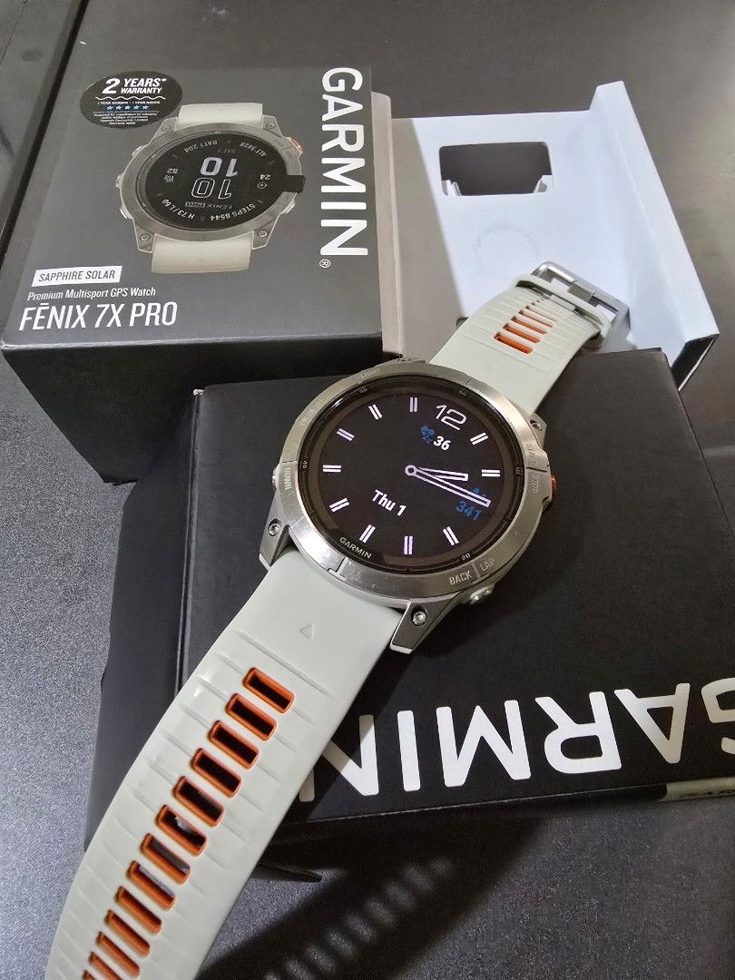 Garmin Fenix 7x Pro Solar (Category: Wearables & Smart Watches) located in Manila. Submitted by dealsdepot (Listing ID 1465242718, Image 1). Description: Fenix 7x Pro Solar Sapphire 51mm Like new condition Used less than 10 times No issues Original cable charger included (no issues) Complete with box Pro versiin with Flashlight Long battery life, more than 30 days Note this is the MIP (not amoled no risk of burn in) You may pick up the watch in C