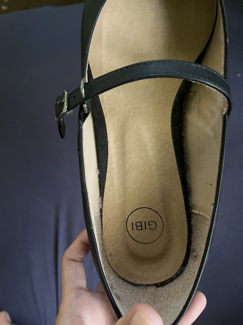 GIBI Black Pointed Toe Mary Jane Heels (Category: Heels) located in Manila. Submitted by vastwind-a4b6 (Listing ID 1465208000, Image 2). Description: - Brand: GIBI - Style: Black pointed-toe low heels with delicate top strap and silver buckle - Versatility: Easy to dress up or down for work, events, or casual outings - Condition: Good overall; insole shows normal signs of wear and slight lint buildup along edges from storage.