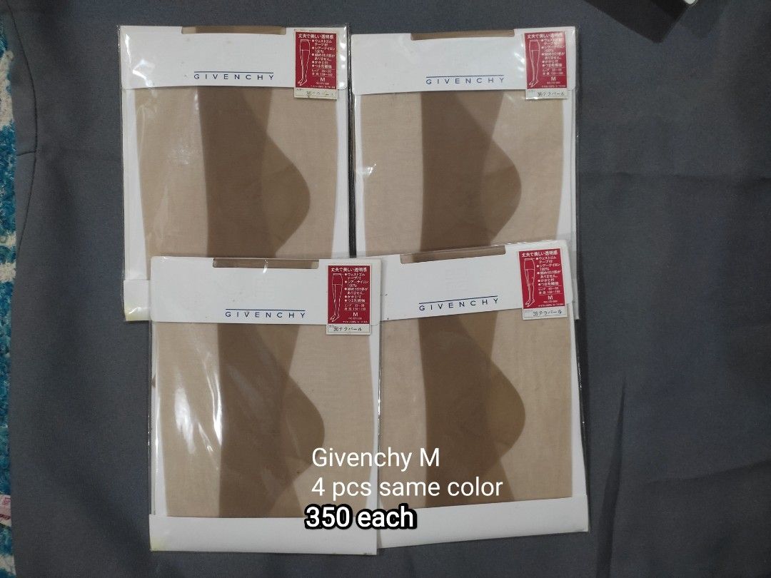 Givenchy panty stockings (Category: Undergarments & Loungewear) located in Cainta. Submitted by allauthenticbymj (Listing ID 1465230975, Image 2). Description: 10pcs @350 each Brand:Givenchy Panty stockings ***buyer shoulders sf LOCATION: CAINTA Courier choices and MOP Gogo express (cod option) LBC (pay sf first-- cop for the item's amount) J&t (gcash payment) Lalamove for same day delivery Gcash payment.