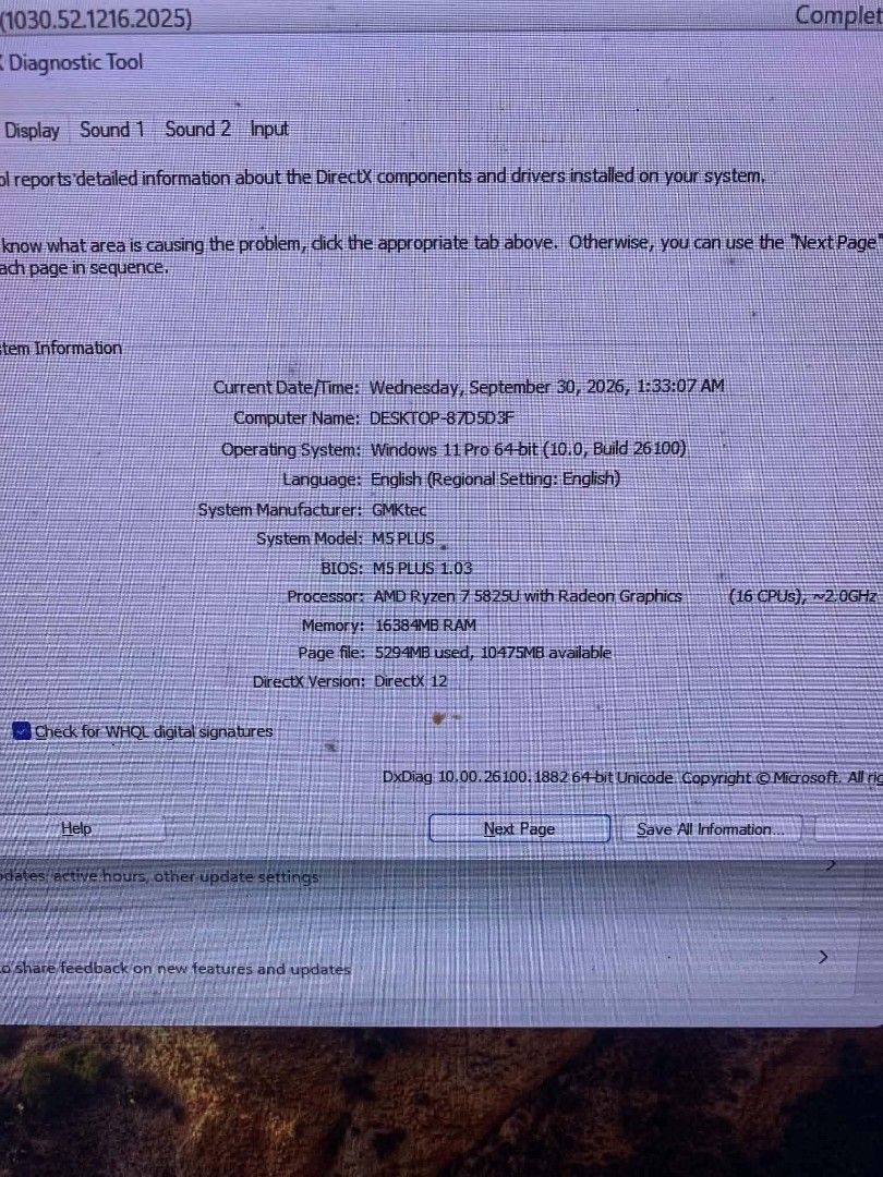 GMKtec M5 Plus Mini PC AMD Ryzen 7 5825U (Category: Desktops) located in Manila. Submitted by happyearth.953a15 (Listing ID 1465344624, Image 3). Description: Gmktec Ryzen 7 5825U Amd Radeon TM graphics 16gb ram 512gb nvme Windows 11 pro OS Unit with power adapter and BOX 💸💸 22,000 Location: San Andres bukid manila Pick up or deliver.