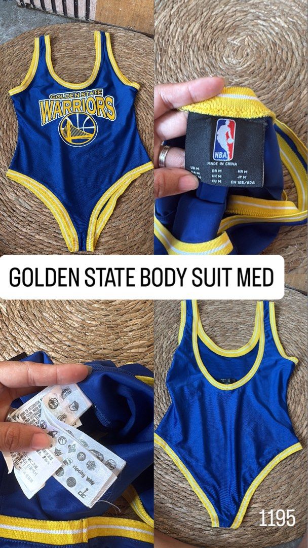 Golden State Warriors NBA Bodysuit Medium (Category: Bikinis & Swimsuits) located in Malabon City. Submitted by lheithriftshop (Listing ID 1465251671, Image 1). Description: - Official NBA Golden State Warriors merchandise - Color: Blue with yellow and white trim - Size: Medium (standard international sizing) - Design: Classic team graphics on front with scoop neck front and back - Material: Stretchy and comfortable - Condition: Brand new with mu