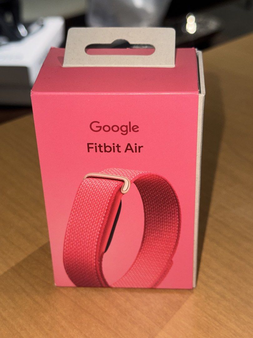 GOOGLE FIT BIT AIR (Category: Wearables & Smart Watches) located in Davao. Submitted by blush.room (Listing ID 1465257632, Image 1). Description: - Brand new and 100% factory sealed - Model: Google Fitbit Air - Color: Berry Performance Loop Band - Includes tracker, wristband, and USB-C Fast Charging Cable - Ready for shipping.