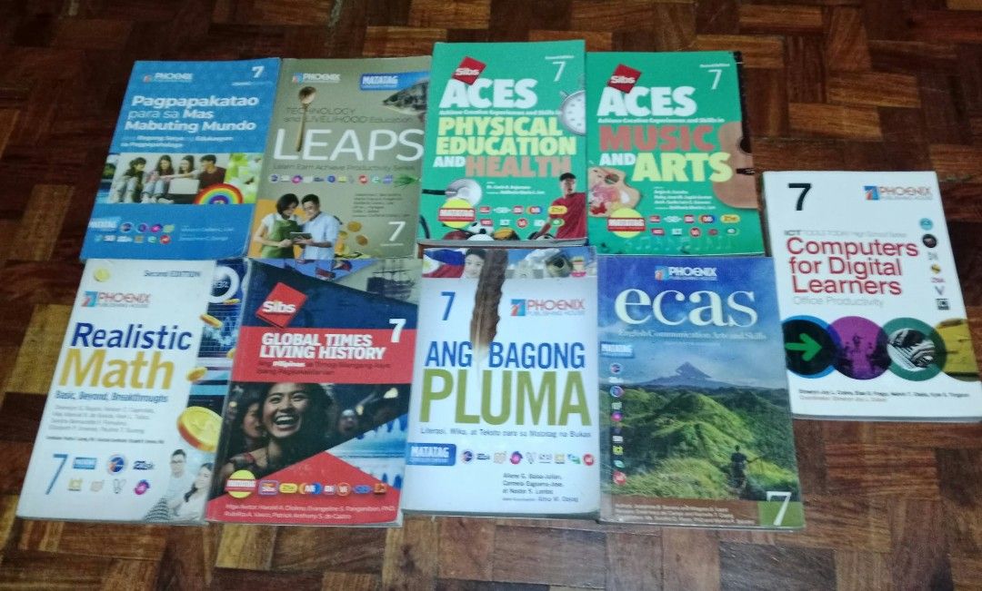Grade 7 Books, (100 each) (Category: Textbooks) located in Muntinlupa City. Submitted by pick.a.buks (Listing ID 1465285150, Image 1). Description: large soft bound books..