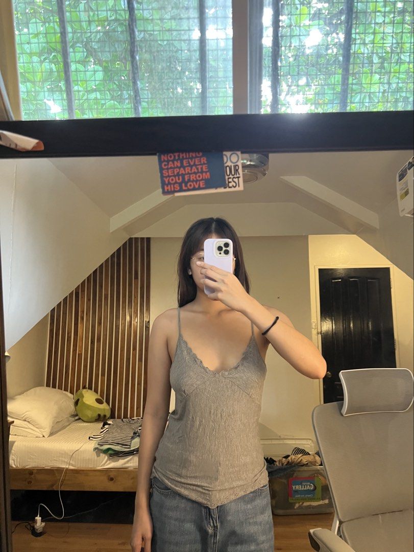 grey camisole top (Category: Sleeveless) located in Davao. Submitted by hojichafromsips (Listing ID 1465207743, Image 1). Description: -dvo based -size S -MOP: gcash -MOD: maxim meetup: jollibee circumferential rd. (near dmsf).