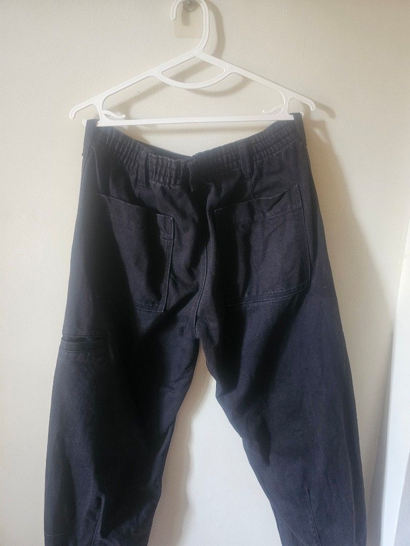 GU Black Denim Pants Size M (Category: Jeans) located in Calasiao. Submitted by jhay_a16 (Listing ID 1465248313, Image 2). Description: - Brand: GU - Color: Black - Size: Medium (M) - Material: Heavy denim pants - Waist: Elastic stretch waistband with adjustable drawstring closure - Fit: Classic straight leg cut - Pockets: Standard front and back pockets no issuea1 .