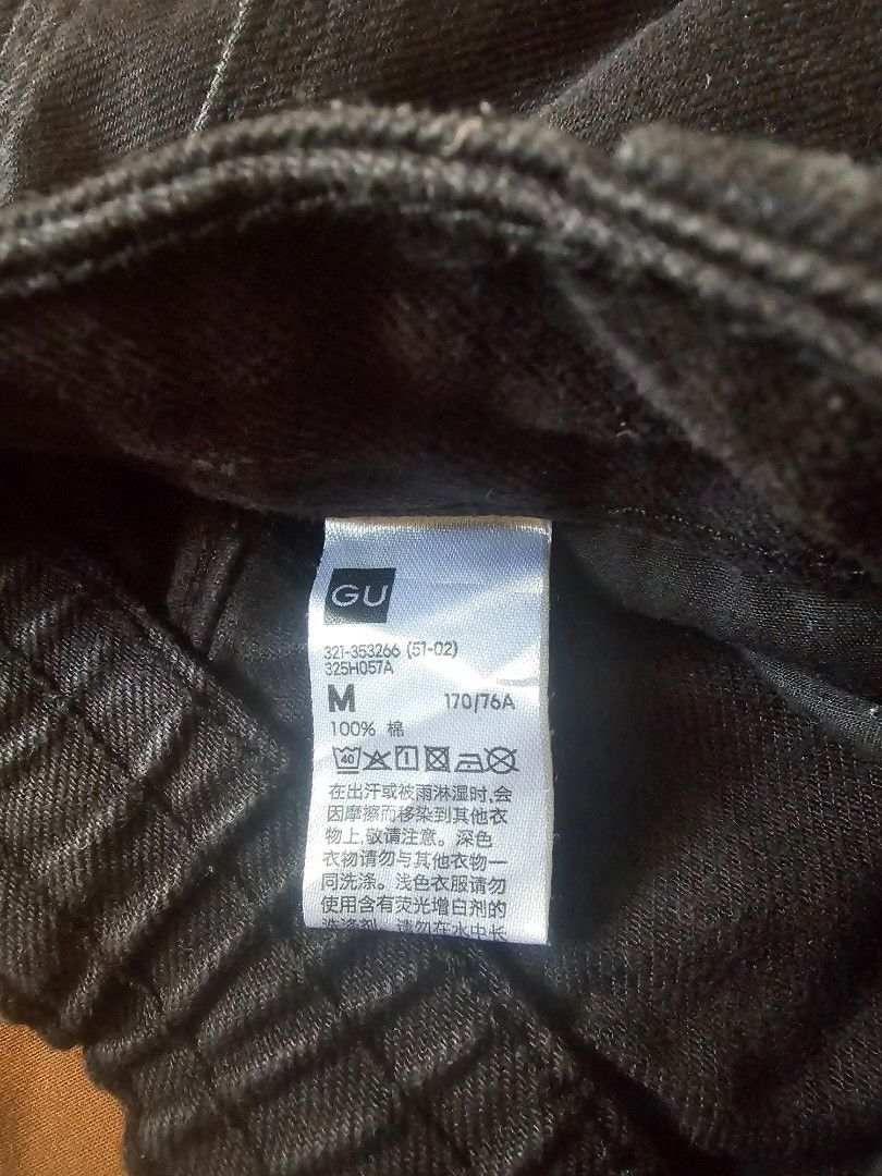 GU Black Denim Pants Size M (Category: Jeans) located in Calasiao. Submitted by jhay_a16 (Listing ID 1465248313, Image 3). Description: - Brand: GU - Color: Black - Size: Medium (M) - Material: Heavy denim pants - Waist: Elastic stretch waistband with adjustable drawstring closure - Fit: Classic straight leg cut - Pockets: Standard front and back pockets no issuea1 .