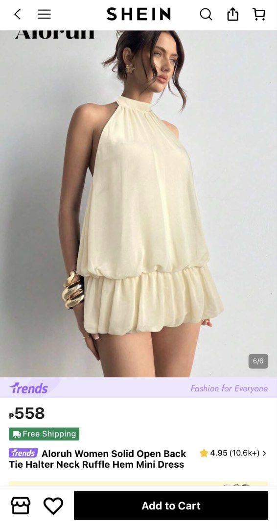 Halter Backless Dress Beiege (Category: Dresses) located in Caloocan City. Submitted by gwynklr (Listing ID 1465209345, Image 1). Description: Aloruh Womens Halter Backless Dress (s-m).