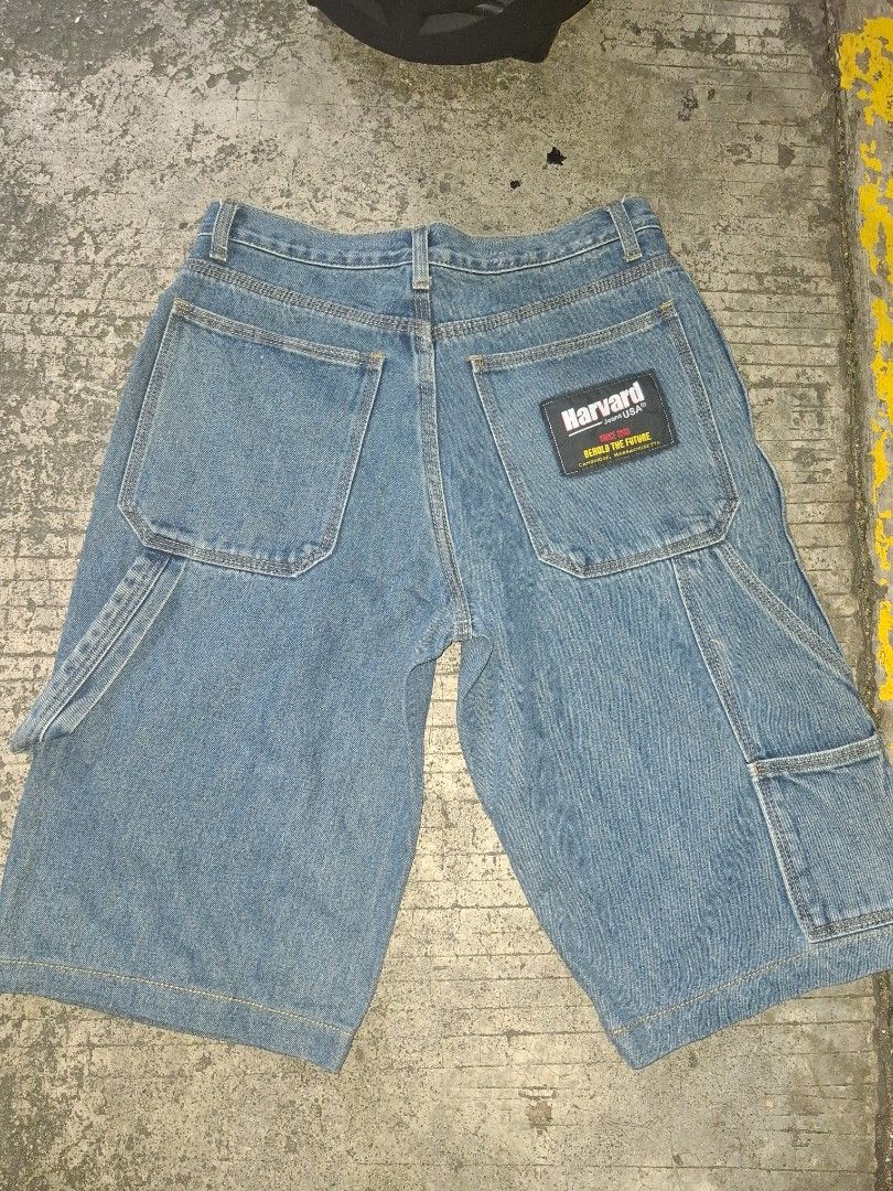 Harvard Denim Cargo Shorts Blue (Category: Shorts) located in Manila. Submitted by young_thrift001 (Listing ID 1465313740, Image 2). Description: - Brand: Harvard - Item: Blue denim cargo shorts - Fit: Mid rise with a straight leg cut - Details: Utility side pockets, classic back pockets with branded patch, and sturdy contrast stitching - Wash: Clean wash - Style: Casual daily wear - Condition: Excellent / Ready to ship - Mode of Payment: Gcash /