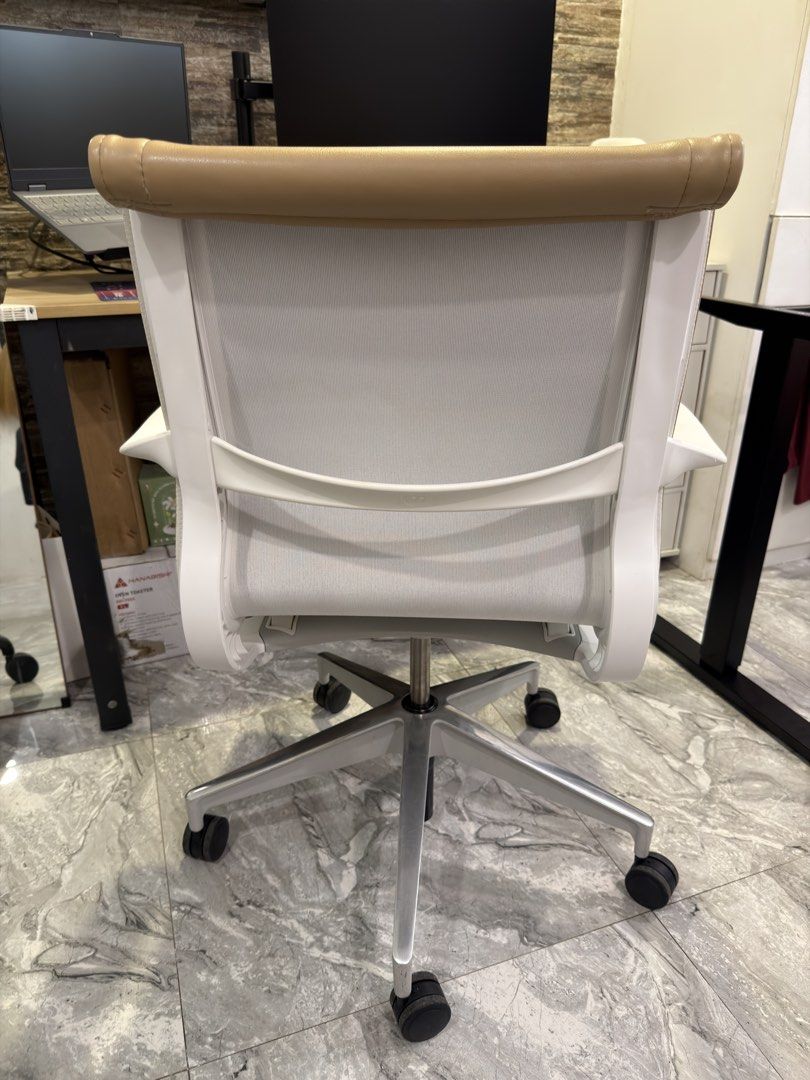 Herman miller setu chair (Category: Office Furniture & Fixtures) located in Marikina City. Submitted by antipolothrifts (Listing ID 1465265728, Image 3). Description: For sale Herman Miller Setu Office Chair – Tan / White Selling my Herman Miller Setu chair in a beautiful tan and white colorway. A sleek, minimalist chair that works great for a home office, executive workspace, study, or modern interior. Details: * Aluminum/metallic 5-star base * 