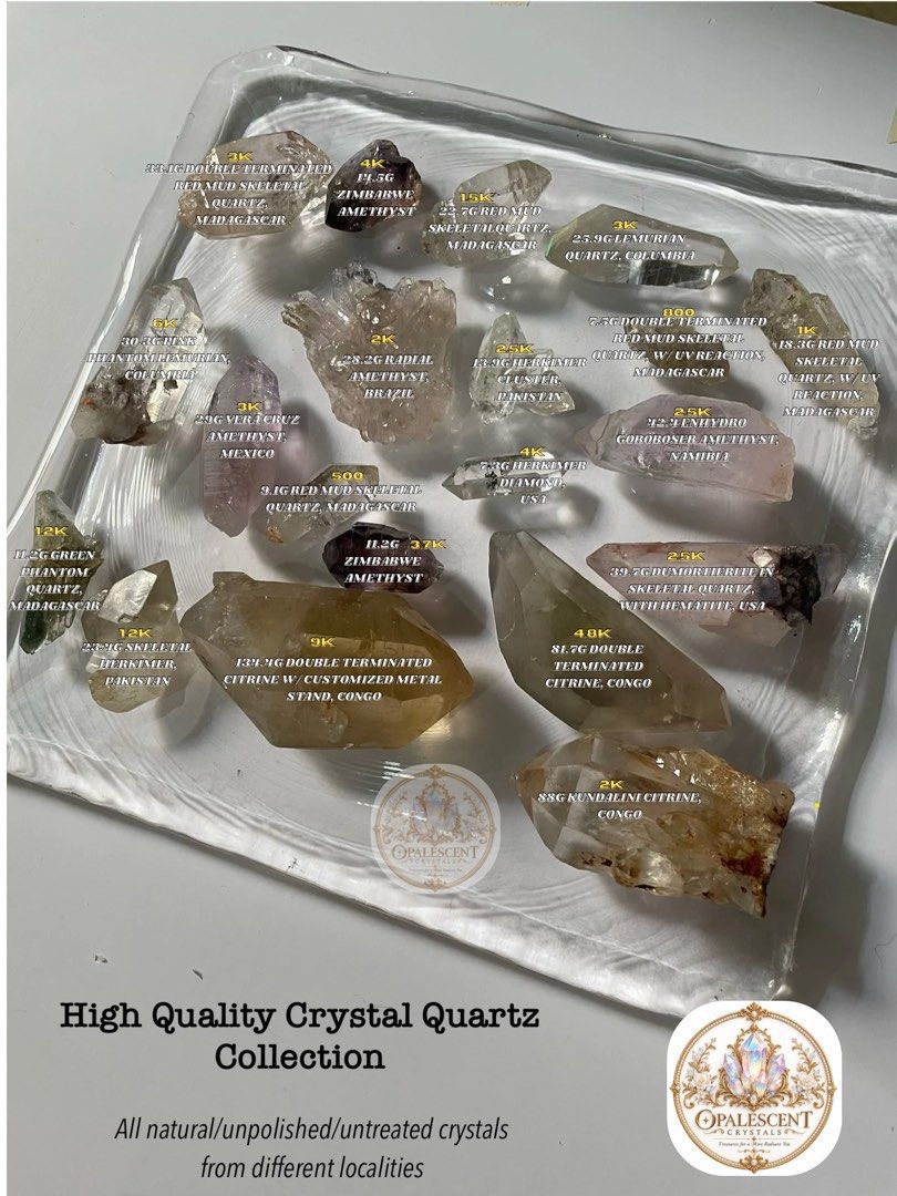 High quality Quartz collection from different locality (Category: Other Home Decor) located in Las Pinas. Submitted by opalescent.crystals (Listing ID 1460475095, Image 2). Description: Total value is 56,700 Bundle for 50k😊.