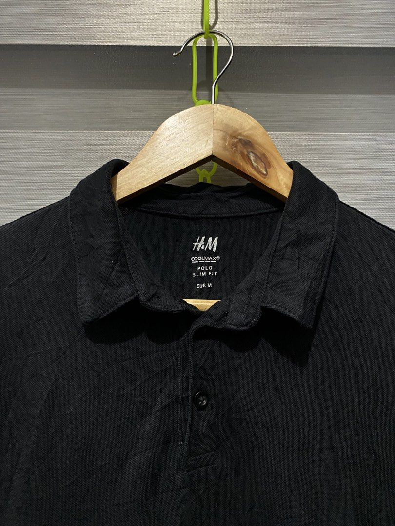 H&M Coolmax Polo Slim Fit Black Size M (Category: Tshirts & Polo Shirts ) located in Butuan. Submitted by nielben13 (Listing ID 1465303907, Image 2). Description: - Brand/Style: H&M Black Slim Fit Polo Shirt - Size: EUR M / US M/S (CN 170/100A) - Material: Coolmax fabric technology for extra breathability and comfort - Details: Classic collar, single button placket, short sleeves, ribbed texture on collar and cuffs - Condition: Made in Bangladesh