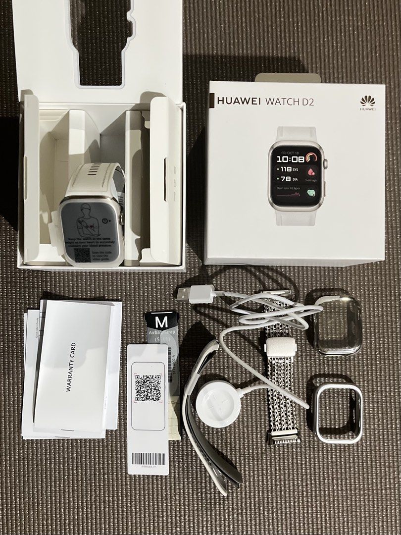 HUAWEI Watch D2 (Category: Wearables & Smart Watches) located in Tacloban City. Submitted by closetclutters (Listing ID 1465315565, Image 1). Description: Original Price: 19,999 Selling for 16.5k only Lightly used. No scratches or dents. No issue, all functions working. Purchased from Huawei official store at Robinsons. With Box and Complete inclusions: extra strap w/ airbag, charger, warranty card and manual. With 1 free strap and 2 free case pu