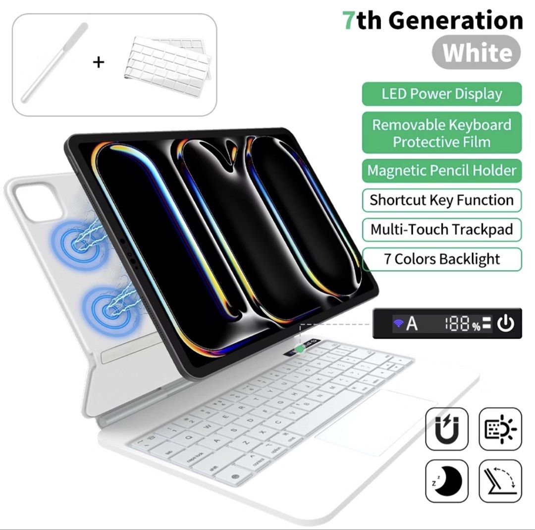 ipad 11th gen a16 2025 keyboard magnetic white case (Category: iPad) located in Makati City. Submitted by chescakes.closet (Listing ID 1465374812, Image 2). Description: accidentally bought two, got it for ₱3k and selling it for ₱2.5k!.