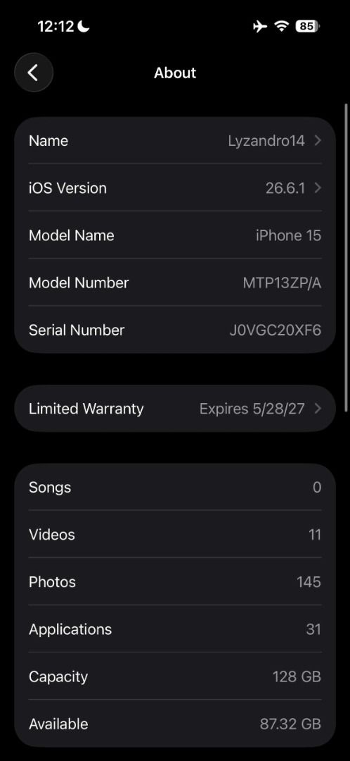 Iphone 15 128 GB almost New (Category: iPhone 15 Series) located in Caloocan City. Submitted by granddeer_0d7b86 (Listing ID 1465233388, Image 2). Description: - Model: iPhone 15 - Storage: 128GB - Color: Pink - Condition: Almost brand new, super fresh - Battery Health: 100% (49 cycle count) - Inclusions: Complete with box, cable, and receipt (dated May 2026) - Warranty: Apple Limited Warranty valid until May 28, 2027 - Carrier Lock: Factory unlo
