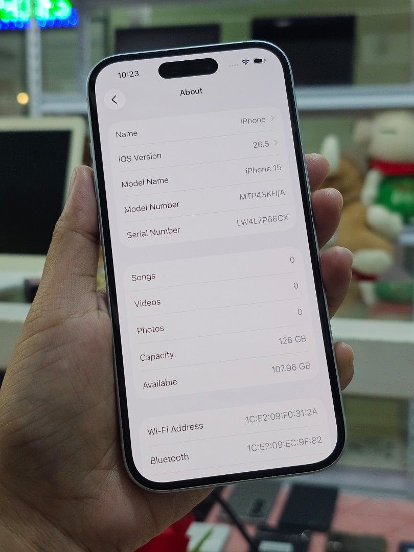IPHONE 15 128G. 80%BH FU FIXED NA (Category: iPhone 15 Series) located in Rizal. Submitted by bheviers14 (Listing ID 1465237162, Image 3). Description: IPHONE 15 128GB 80% battery health Factory unlocked All working ✅️ Test to sawa no history of repair ntc approved No issue performance with case,cable NO SWAP Store location: Cityland grand central residences mandaluyong Ground-floor unit 106.