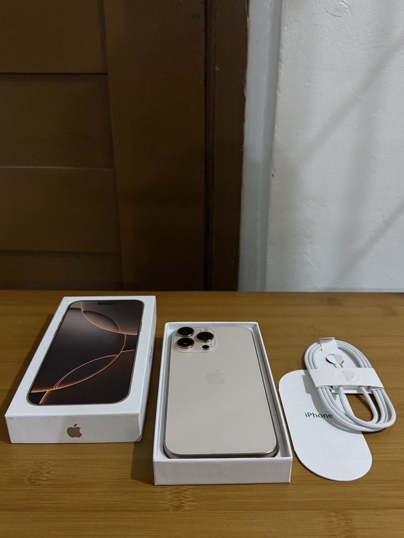 iPhone 16 Pro Max 1TB (Openline) 90 Battery Health (Category: iPhone 16 Series) located in Quezon City. Submitted by sky-the-great (Listing ID 1465213751, Image 1). Description: sale or trade ₱52,800 iphone 16 pro max 1 terabyte storage desert titanium openline 90 battery health still in great condition no unknown or replacement parts all working excellent minor flaw: super liit na dents sa upper not noticeable (see last pic) inclusion: unit unus