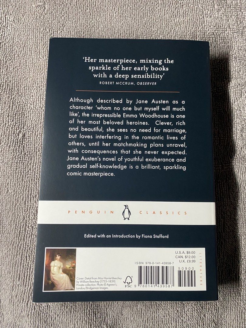 Jane Austen Emma Penguin Classics Paperback Book (Category: Storybooks) located in Manila. Submitted by prince_seere (Listing ID 1465242430, Image 2). Description: - Title: Emma by Jane Austen - Edition: Penguin Classics (Paperback) - Cover Art: Classic portrait - Condition: Clean pages and sturdy spine - Ideal for: Literature fans and classic book collectors.