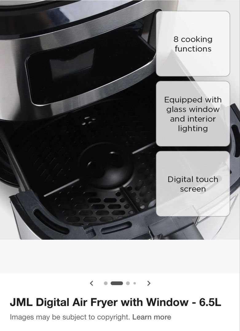 JML AIR FRYER (Category: Fryers) located in Caloocan City. Submitted by leanhaze2627 (Listing ID 1465174147, Image 3). Description: Stains, discoloration in grill Rfs: decluttering.