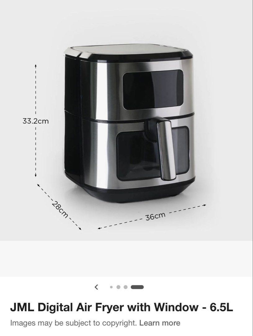 JML AIR FRYER (Category: Fryers) located in Caloocan City. Submitted by leanhaze2627 (Listing ID 1465174147, Image 2). Description: Stains, discoloration in grill Rfs: decluttering.