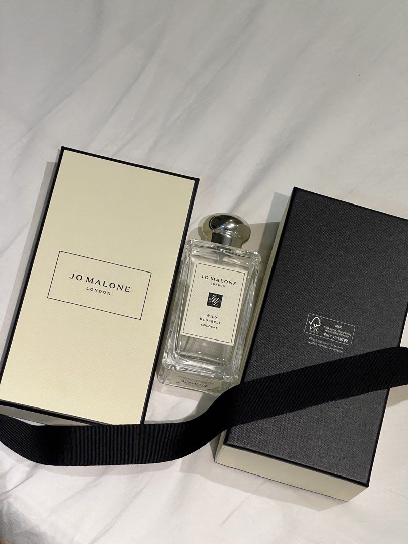 Jo Malone London Wild Bluebell (90% Full) — AUTHENTIC (Category: Fragrance & Deodorants) located in Manila. Submitted by ourcotings (Listing ID 1465284108, Image 3). Description: - Brand: Jo Malone London - Fragrance: Wild Bluebell - Size: 100ml - Condition: Condition: 10% used (90% full) - Packaging: Includes original cream and black gift box with signature black grosgrain ribbon - Best for: Daily signature scent RFS: - I’m trying to save up for